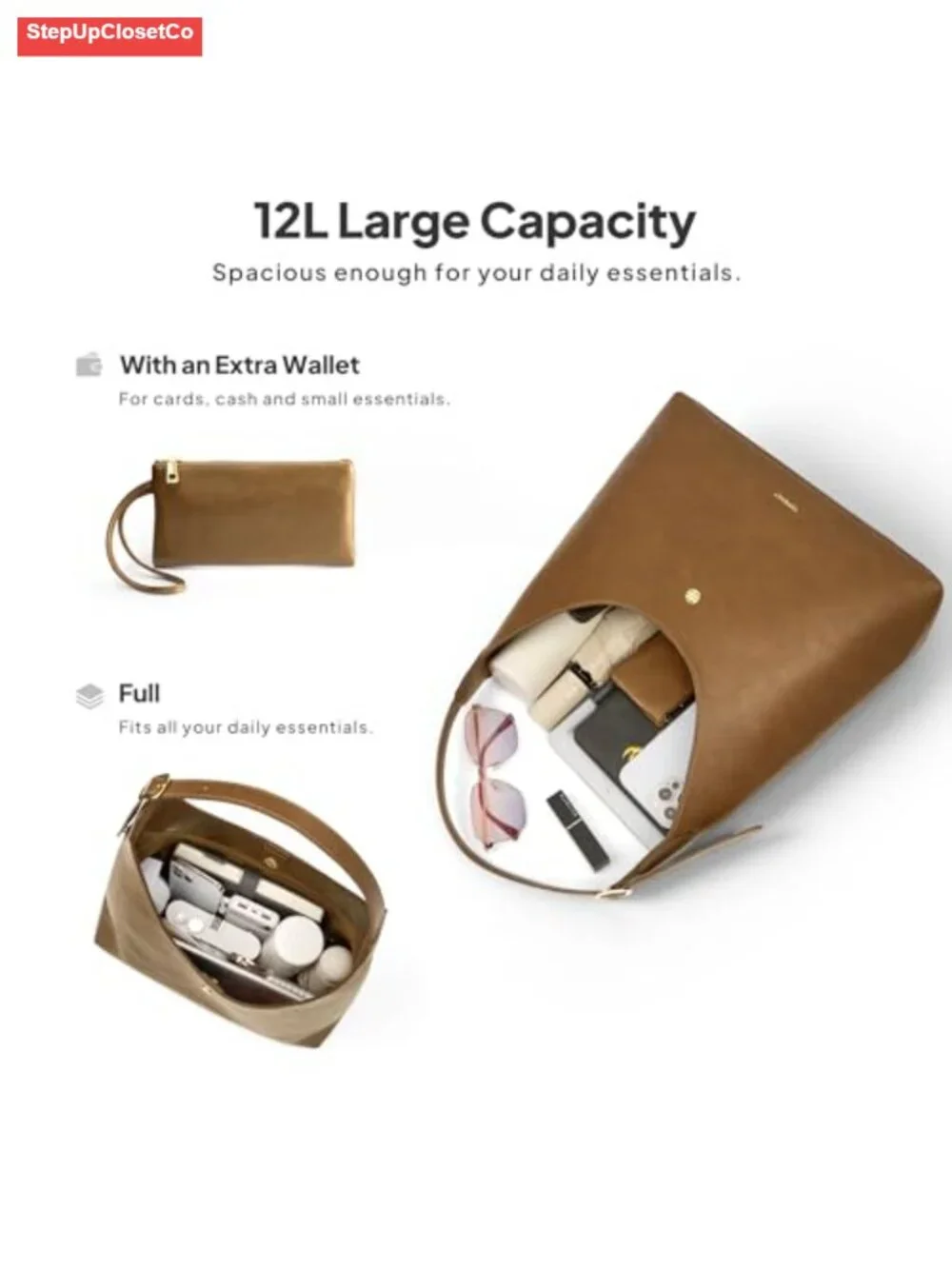 Slouchy Hobo Bag for Women Large Shoulder Handbag with Wallet Faux Leather Tote